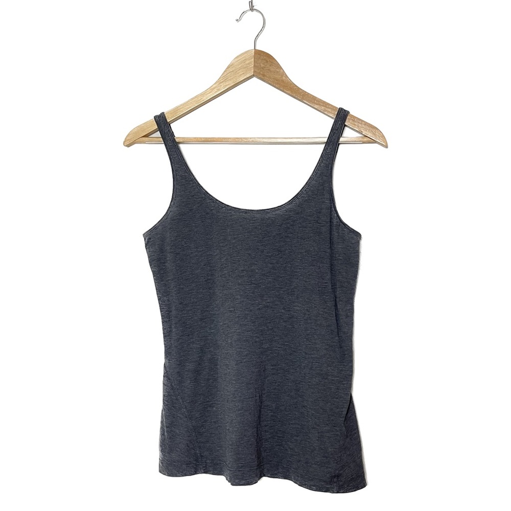 Lululemon 8 Scoop Neck Tank Solid Charcoal Gray Lightweight Skinny Strap READ